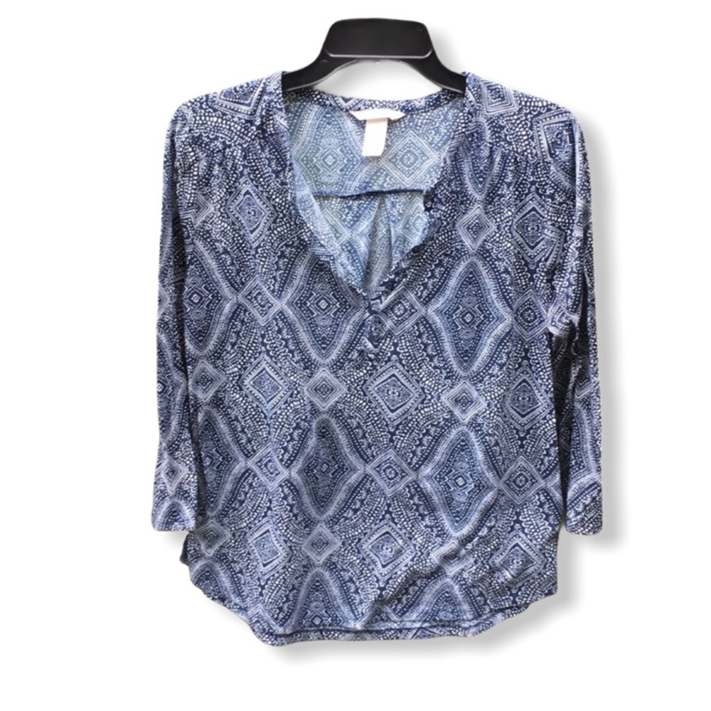 H&M Blue and White Blouse Size M